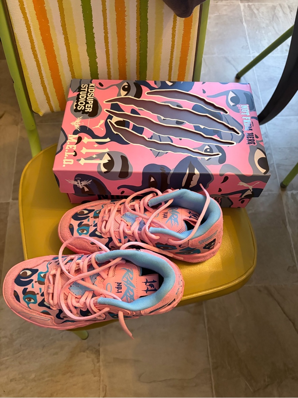 Kids Pink and Blue Graphic Sneakers - Youth Athletic Shoes